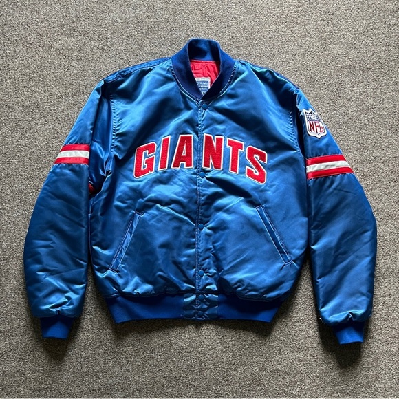 STARTER Other - VTG 90s NFL NY Giants STARTER Quilted Snap Close Bomber Jacket Large Made In USA
